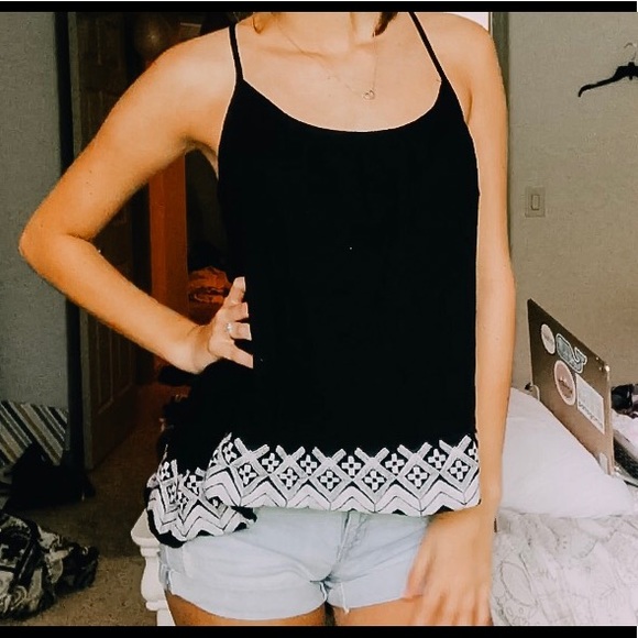 Black tribal pattern Spaghetti strap tank top - Picture 1 of 3